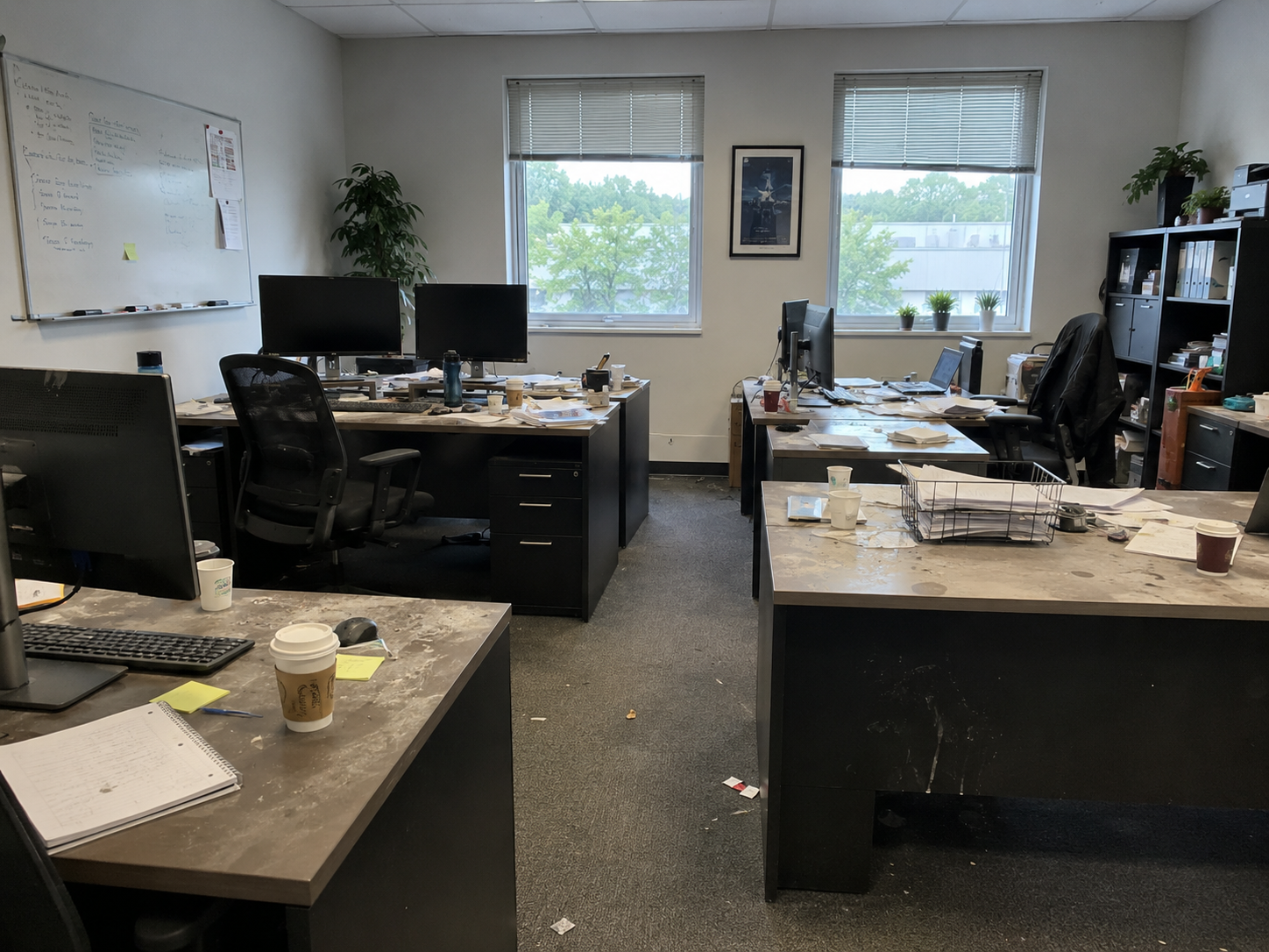 Messy office before cleaning